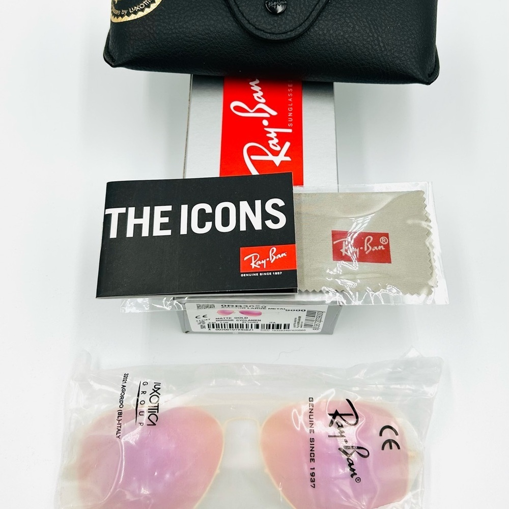 Ray-Ban Aviator Sunglasses RB3026 62-14mm Gold frame/Cyclamen Pink Flash 201 - Picture 3 of 10